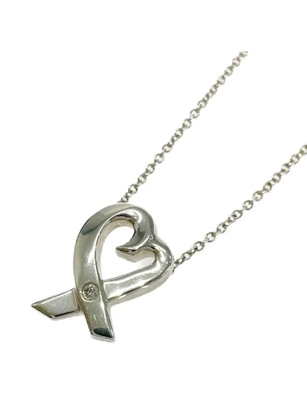 Tiffany & Co Silver Diamond Loving Heart Necklace